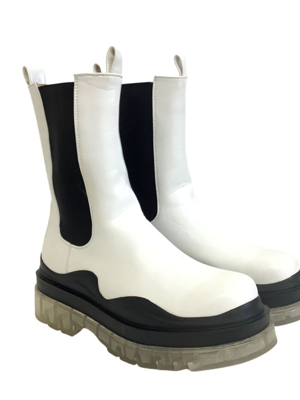 Azalea Wang Boots Chunky Lug Sole White Space Age Style Women's Size 7